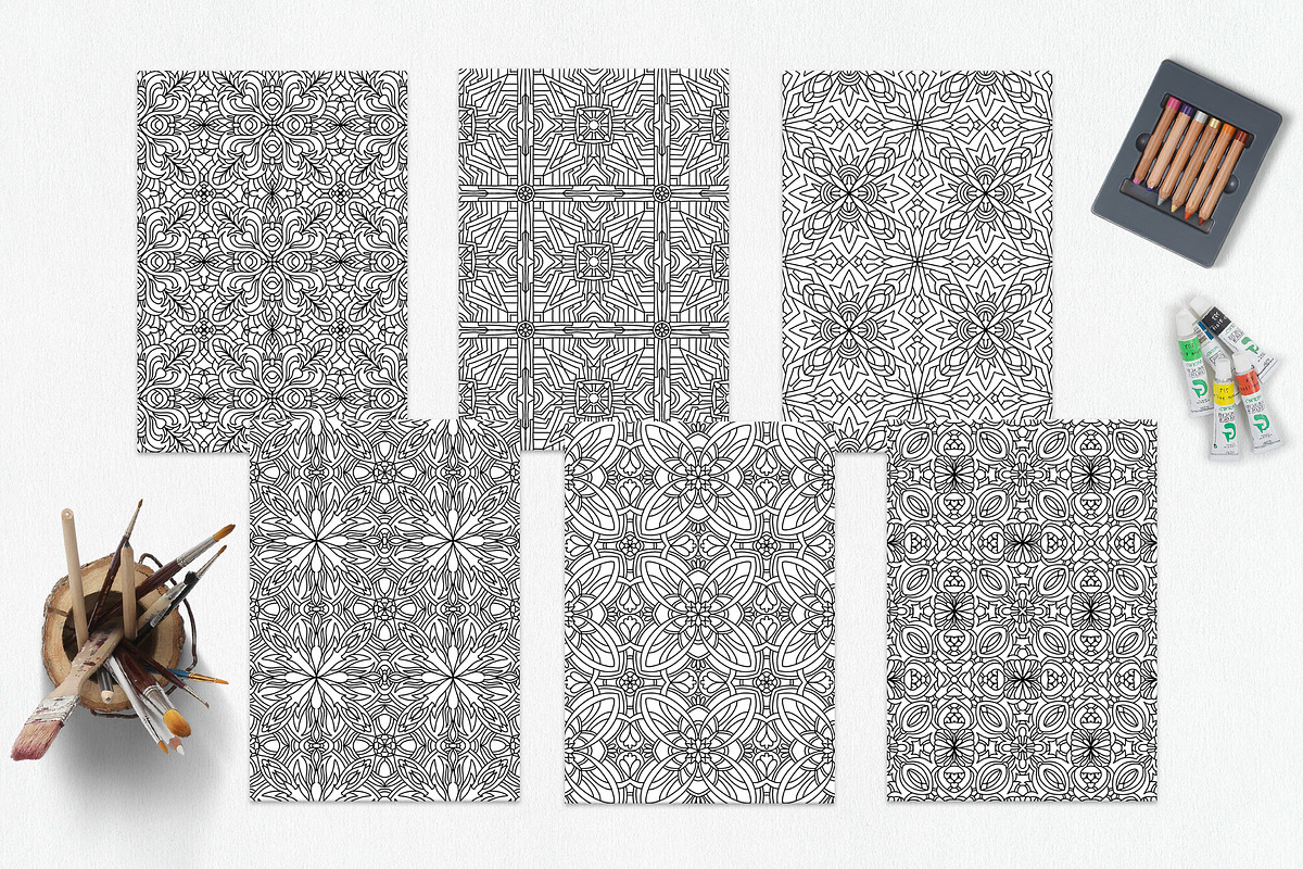 Patterns for coloring PDF,JPG vol-06, a Brochure Template by dnapslvsk (Photo 3 of 6)