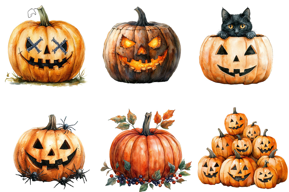 Halloween Pumpkin Clipart, an Illustration by DreamArtGraphic (Photo 2 of 5)