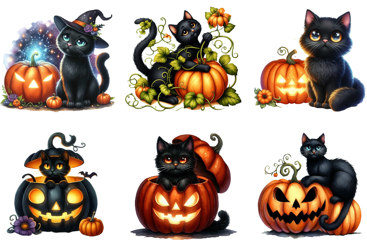 Black Cat and Pumpkin for Halloween, an Illustration by DreamArtGraphic (Photo 4 of 4)
