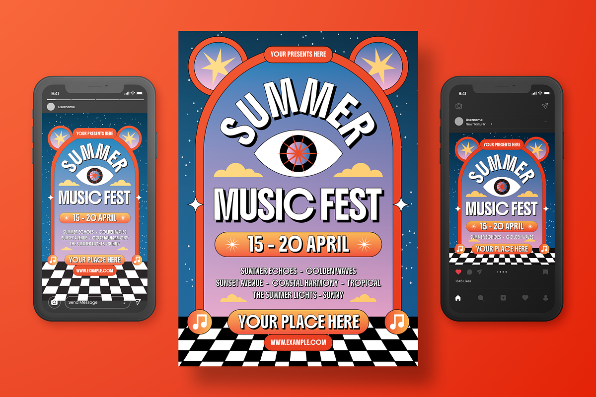 Psychedelic Music Festival Flyer Set, a Flyer Template by Annora Studio (Photo 4 of 6)