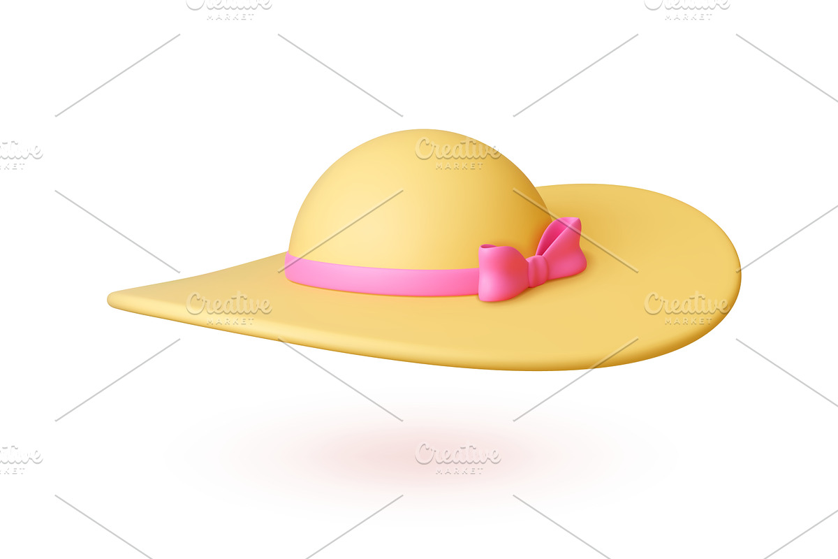 Female summer 3d hat. Beach vacation, an Object Illustration by Valerie Bodnar