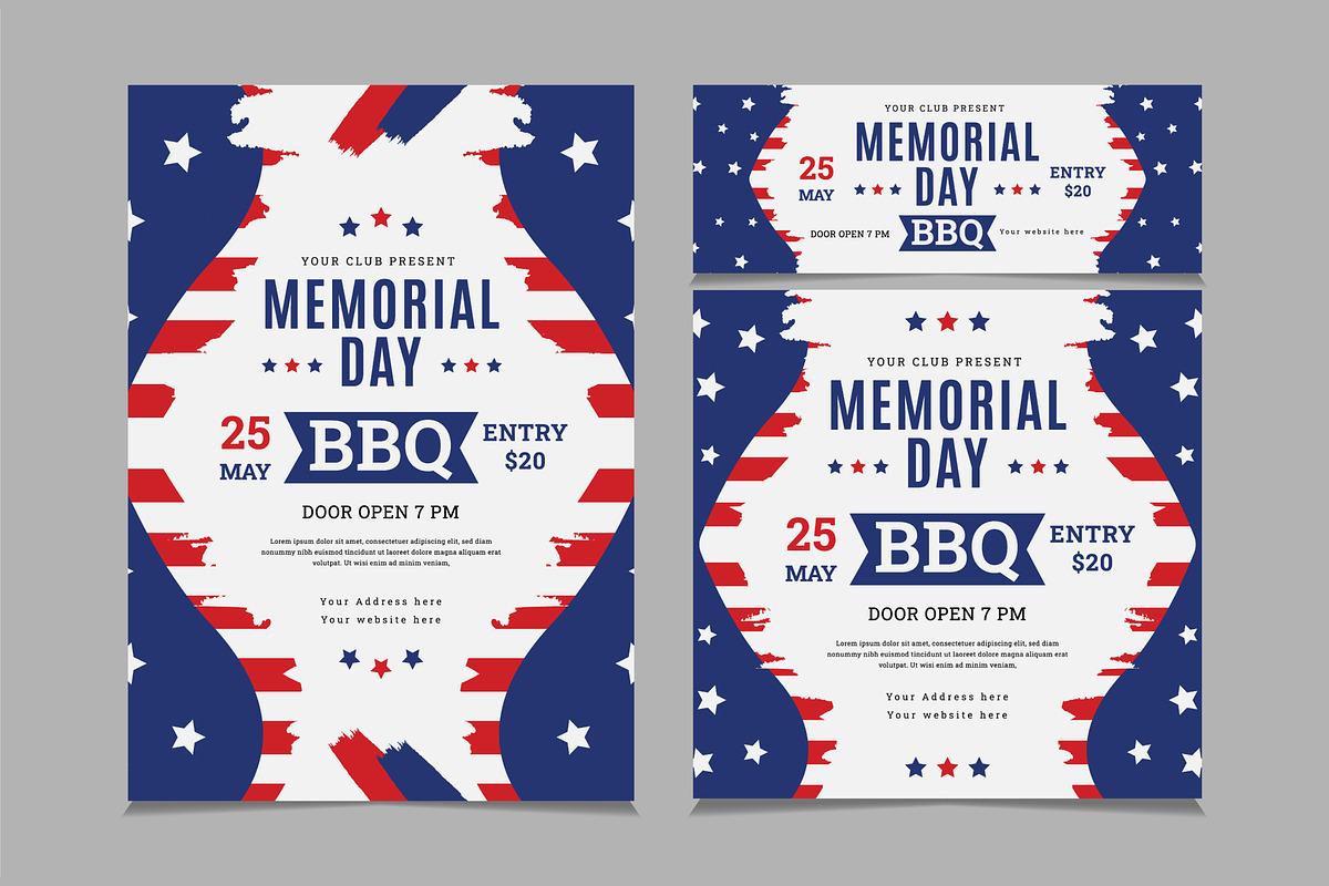 Set of memorial day barbeque design, an Invitation Template by ...