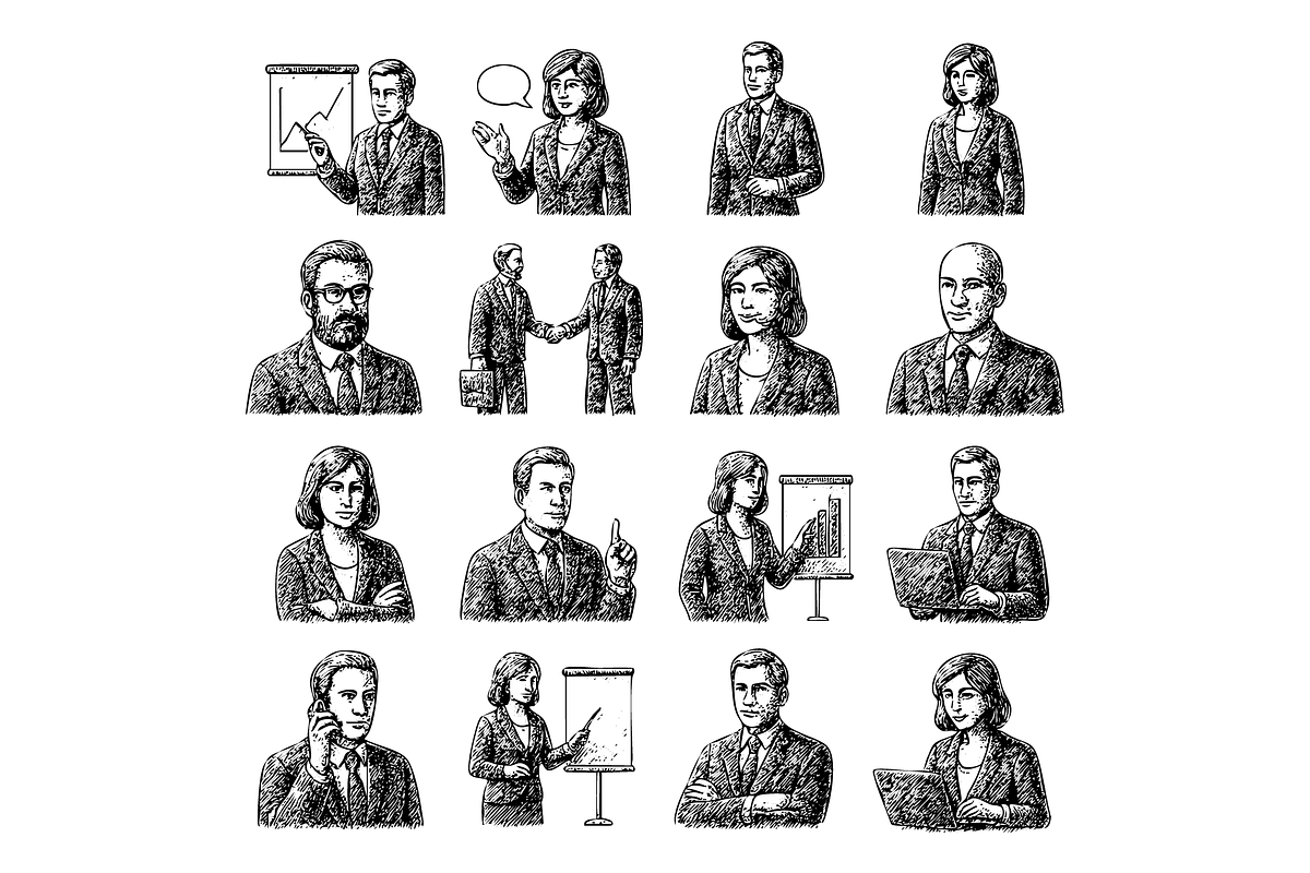 Business People Icons Set, an Object Graphic by nikagraphic