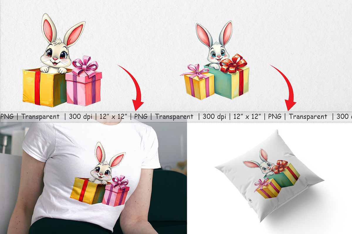 Bunny Clipart Gift, a Graphic by Artnoy (Photo 3 of 5)