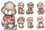 Whimsical Easter Beaver Clipart, a Seasonal Illustration by HueNestify (Thumbnail 2 of 3)