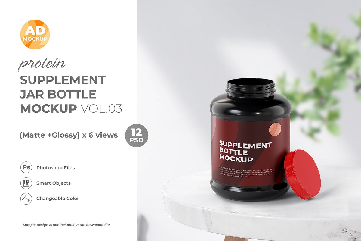 Protein Powder Container Mockup, a Packaging Mockup by Adstart (Photo 7 of 8)