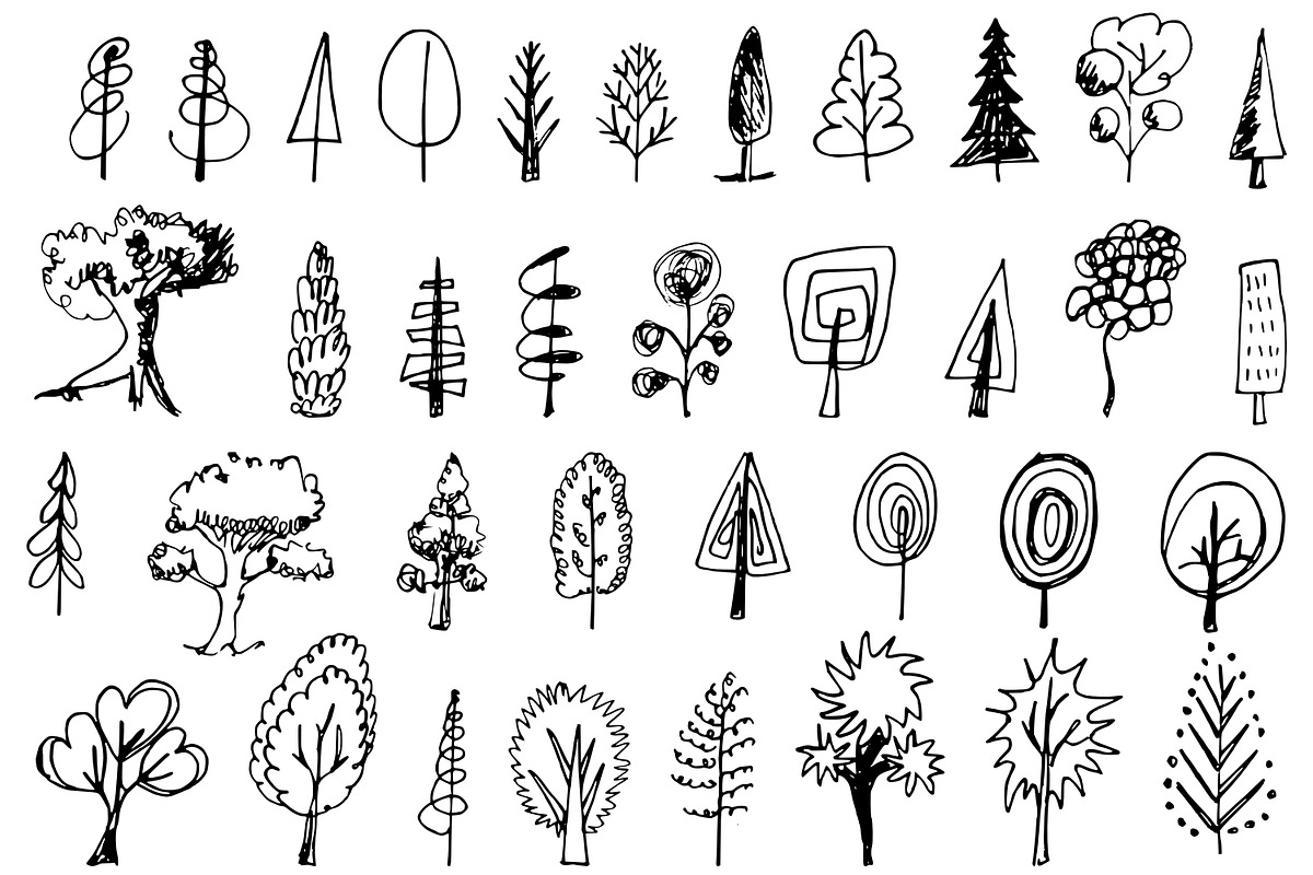 Set of hand drawn tree doodles., an Object Graphic by Anada Arty (Photo 3 of 3)