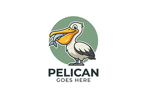 Pelican Mascot Cartoon Logo