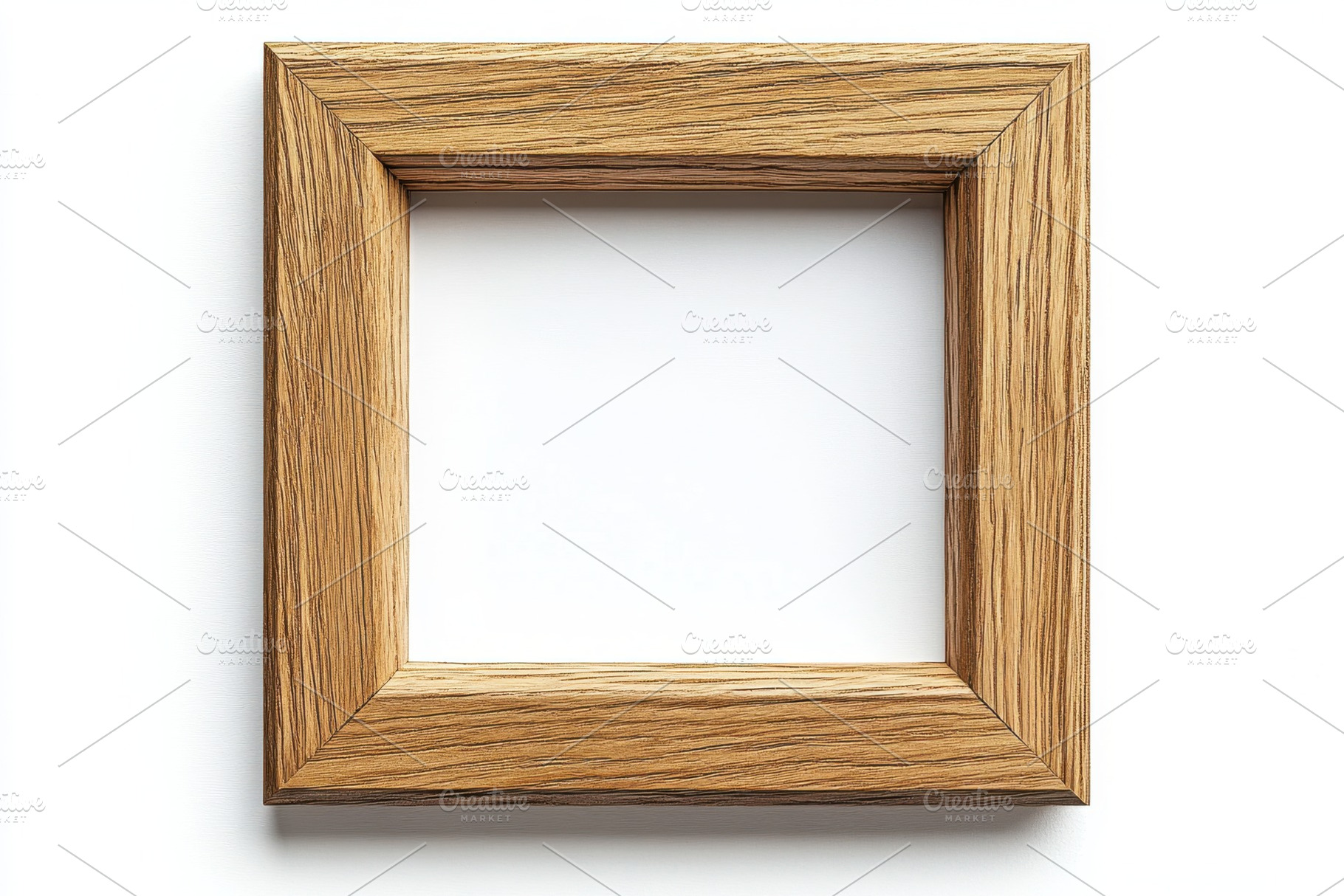 Empty Light Brown Wooden Frame on Wh, a Background Photo by Pixeness Studio