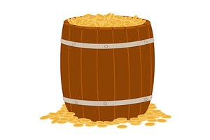 Antique wooden barrel with gold, a Finance Illustration by Vectorbuum