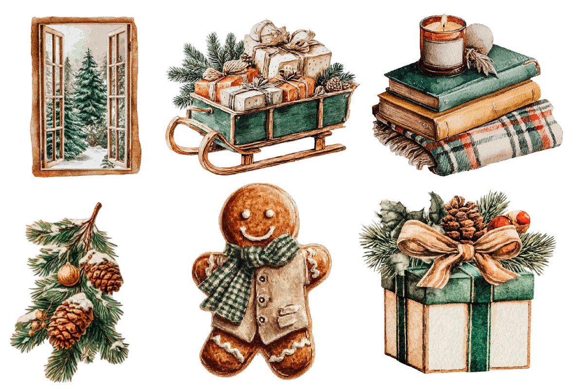 Watercolor Winter Cabin ClipArt, an Illustration by Designworld (Photo 2 of 5)