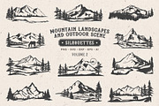 Mountain Scenes Silhouettes Vector 2, an Object Illustration by Seaquint (Thumbnail 1 of 5)