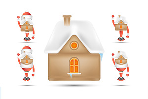 Xmas Set - Santa Clauses And House