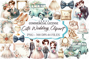 Cute Wedding Clipart, an Illustration by designcity5