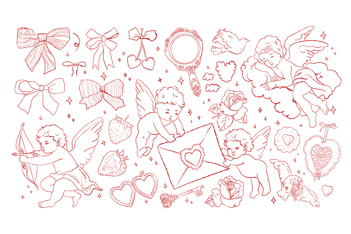 Vintage Cupid Clipart, a Decorative Illustration by Zeukaa (Photo 3 of 8)