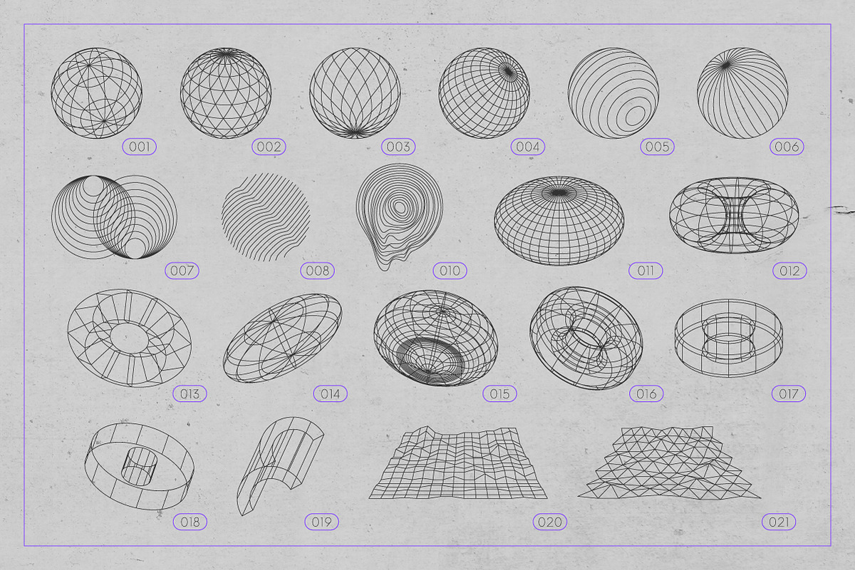 3D Wireframe Shapes | set 1, an Object Graphic by MaximGertsen (Photo 2 of 7)