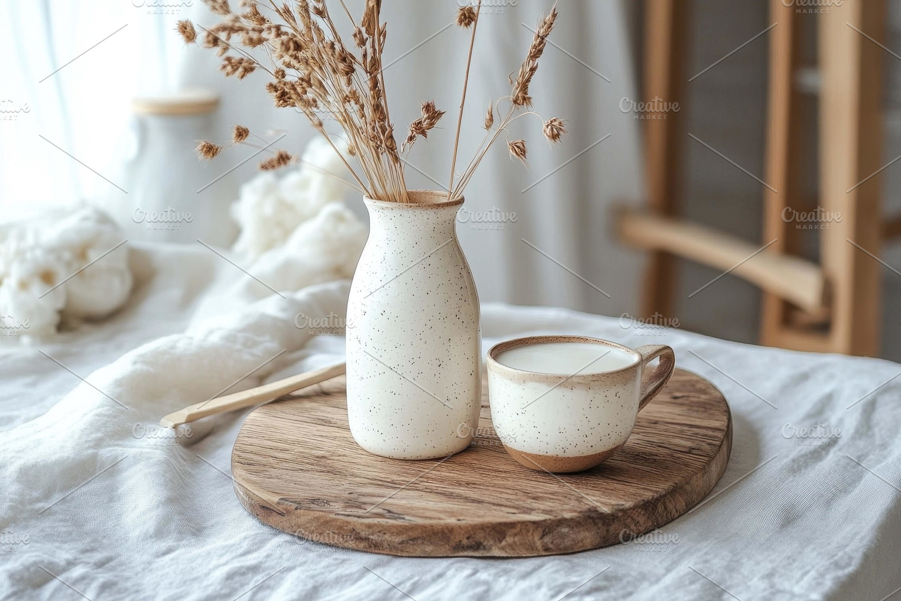 Rustic decor featuring a ceramic vas, a Photo by Tanuart