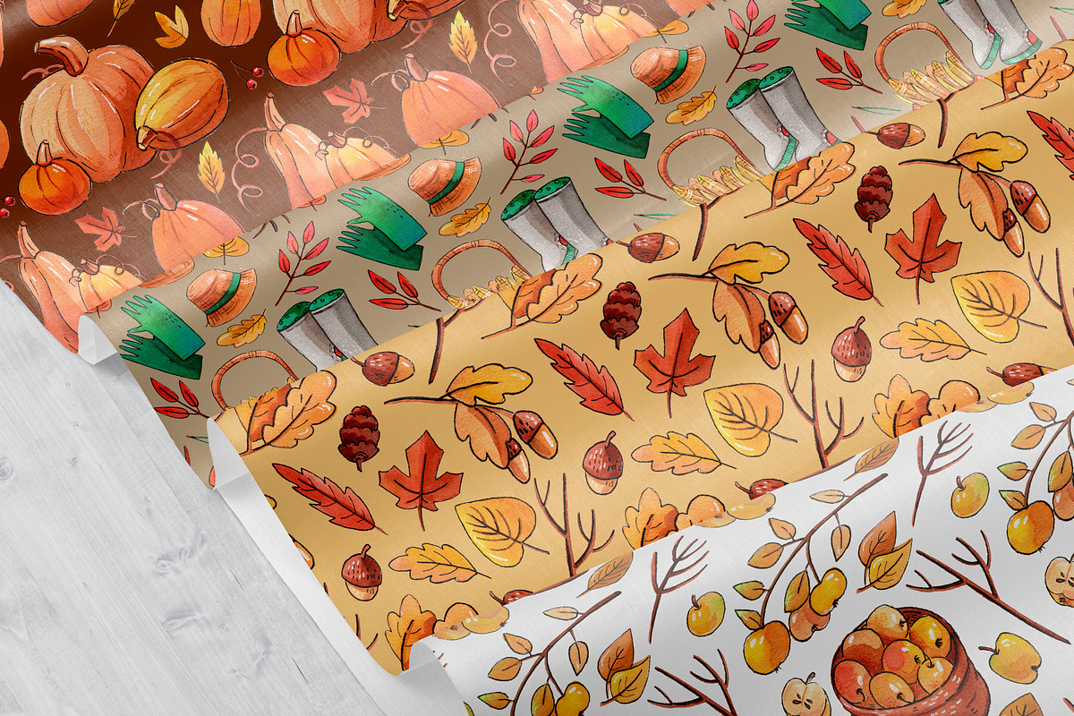 Autumn Garden 10 watercolor patterns, a Pattern Graphic by Ekaterina Goncharova (Photo 5 of 5)