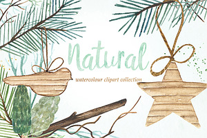 Natural Winter Watercolor Clipart