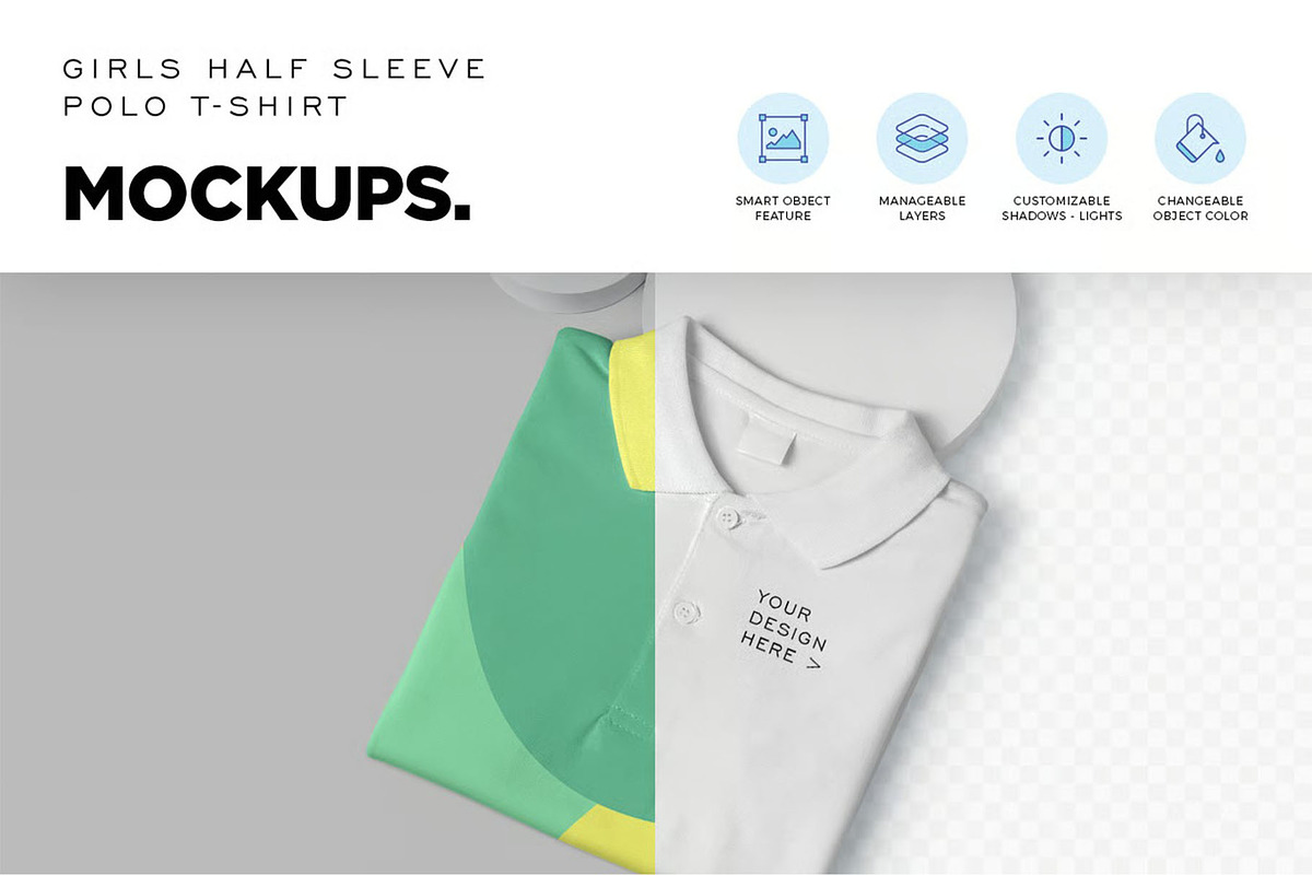 Girls Polo Shirt Mockups, a Shirt Mockup by megostudi0 (Photo 3 of 6)