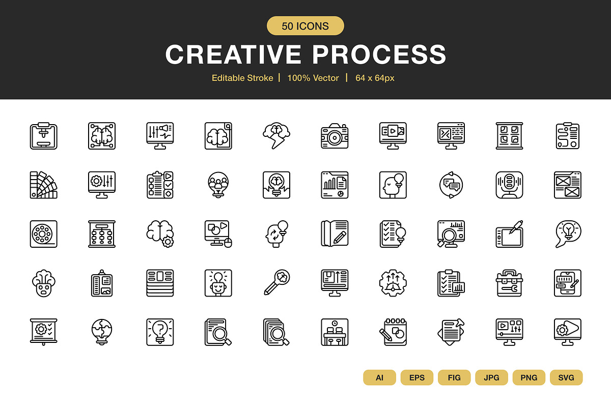 Creative Process Icons, an Icon by Spacepixel Creative