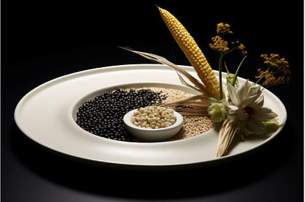 Colorful Grains plate. Generate Ai, a Food & Drink Photo by Ylivdesign