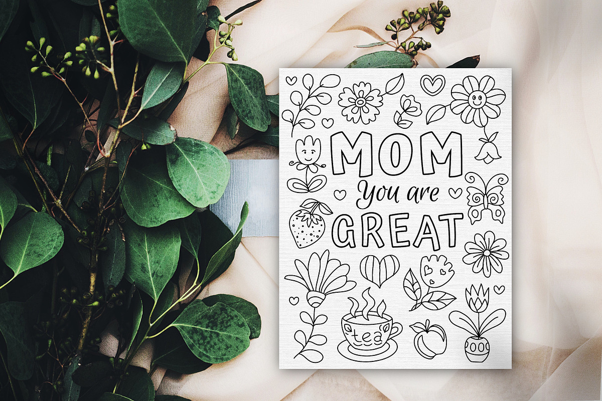 Mother's Day Greeting Coloring Pages, an Illustration by ChristinaDesigns (Photo 4 of 5)