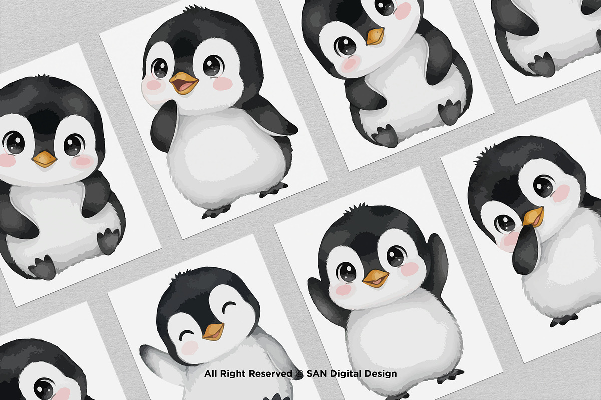 15 Bundle Watercolor Baby Penguin, an Animal Illustration by Morspective (Photo 3 of 8)