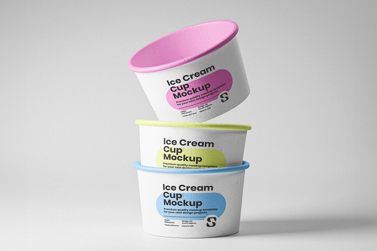 Stacked Ice Cream Cups Mockup, a Cups & Container Mockup by Se٧enStudio (Photo 2 of 2)