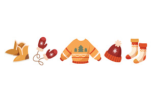 Cozy winter clothing set, an Object Illustration by Elen_Art