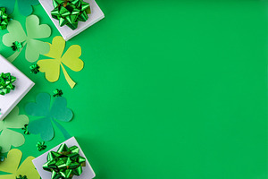 Shamrock saint patrick's day bright high-colored background, a Holiday Photo by Rimma