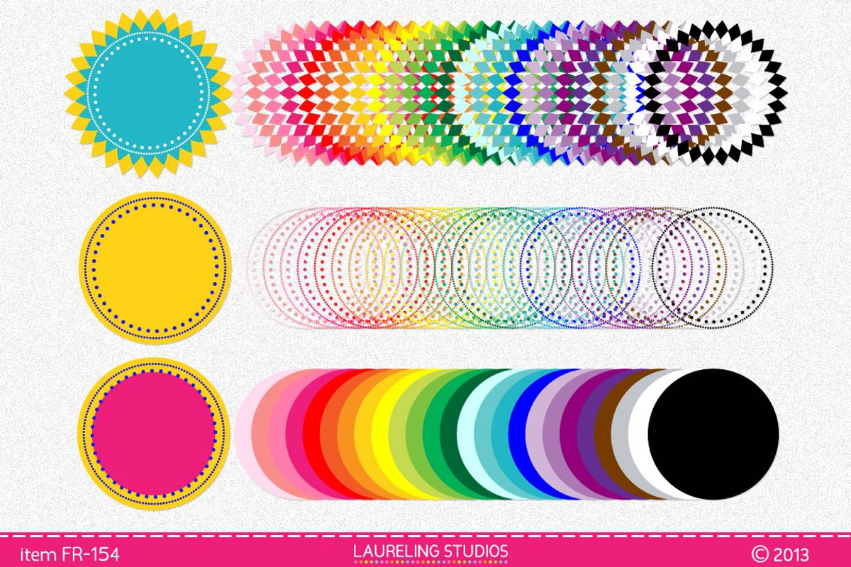 Colorful Digital Clip Art Frames, an Illustration by Laureling Studios