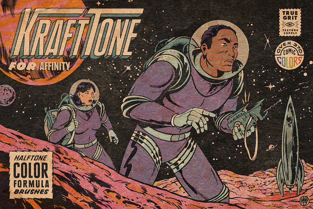 KraftTone Comic Brushes - Affinity, a Brush Add-On by True Grit Texture Supply (Photo 1 of 15)