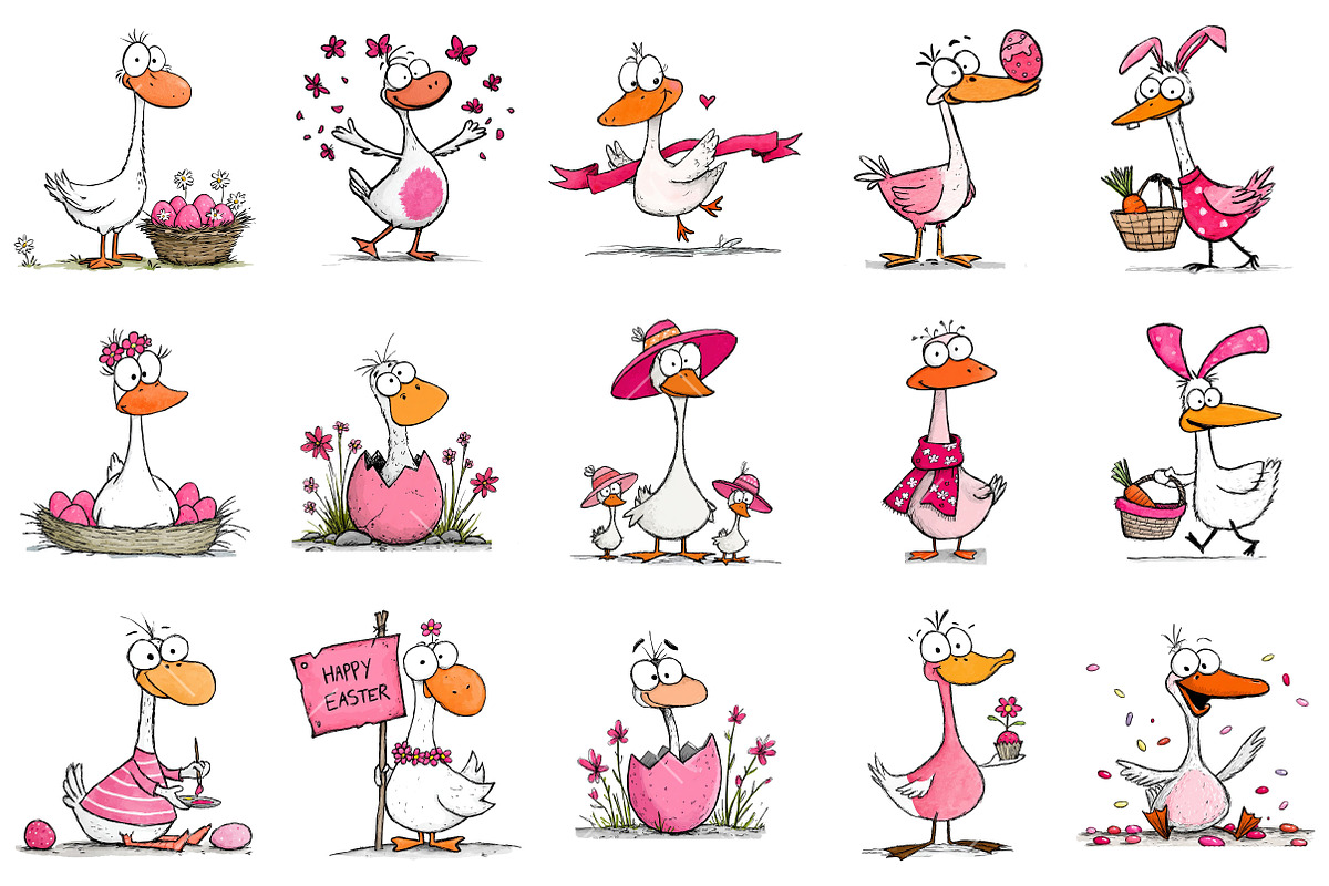Whimsical Easter Goose Clipart, an Illustration by OK Design (Photo 3 of 6)