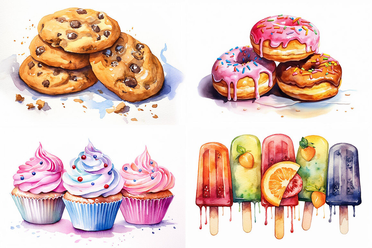 Sweet Treats Watercolor Collection, a Food Illustration by artsy-fartsy (Photo 4 of 7)