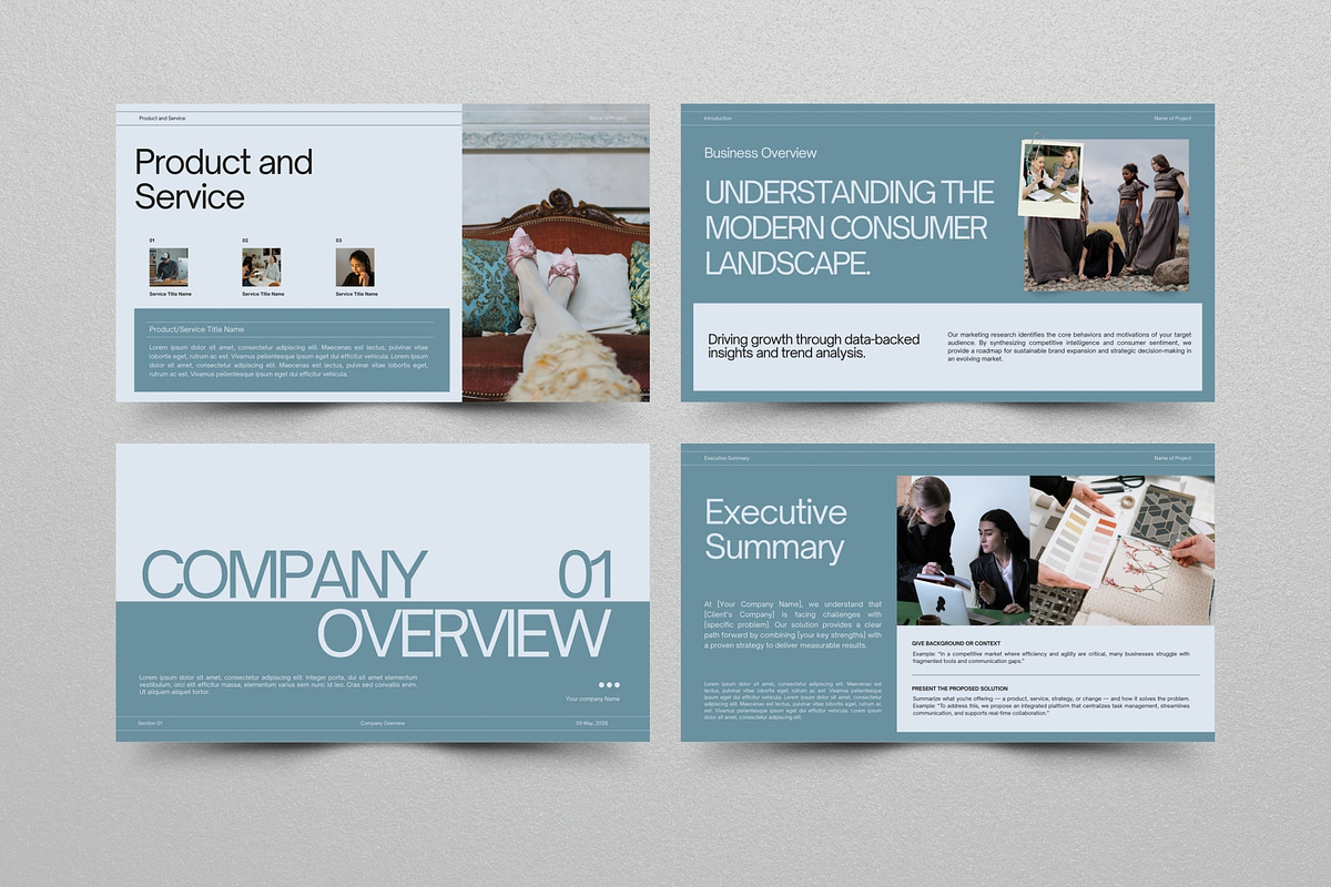 Dusty Blue Business Pitch Deck, a Presentation Template by Pani Temp. (Photo 7 of 11)