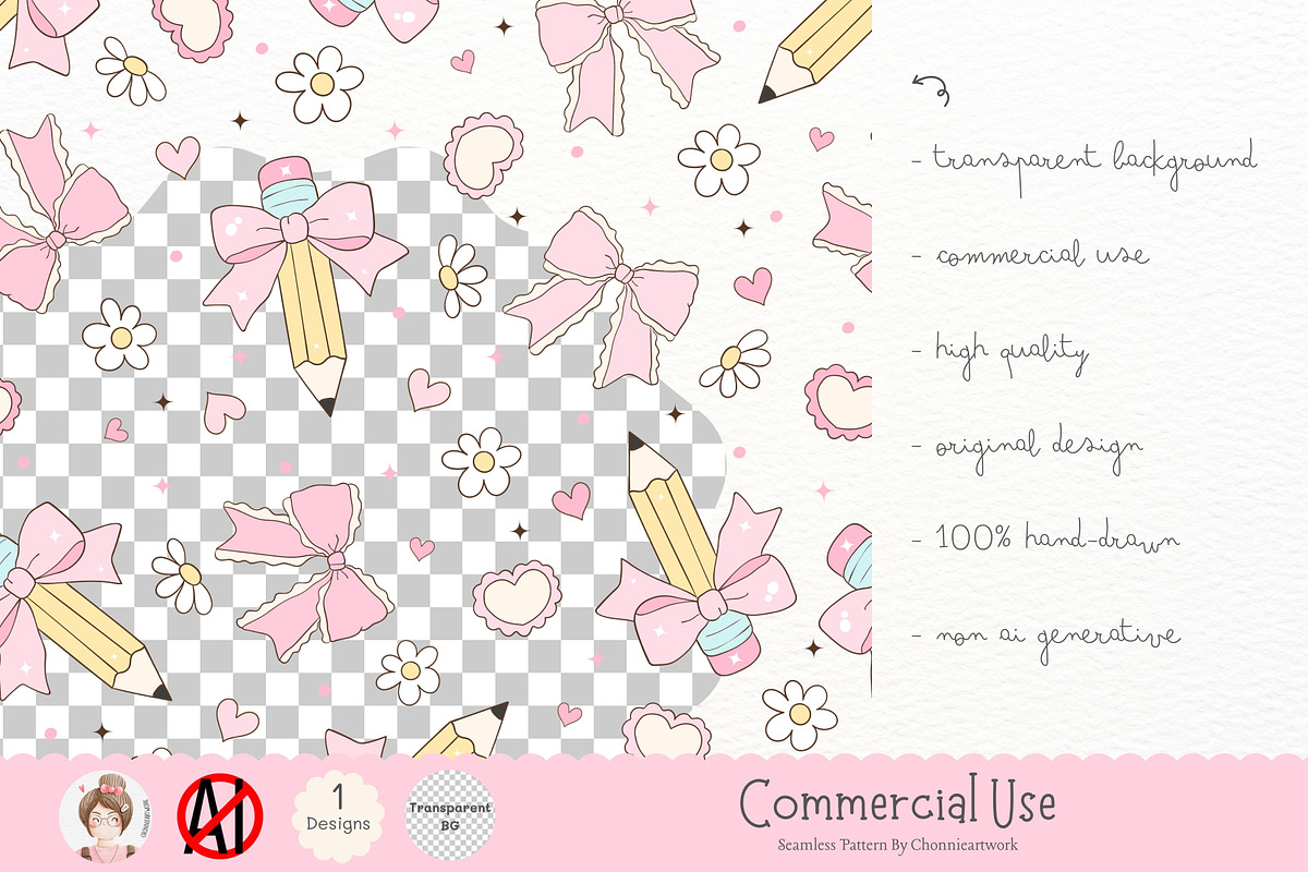 Cute Pencil Seamless Pattern JPG PNG, a Pattern Graphic by Chonnieartwork (Photo 2 of 5)