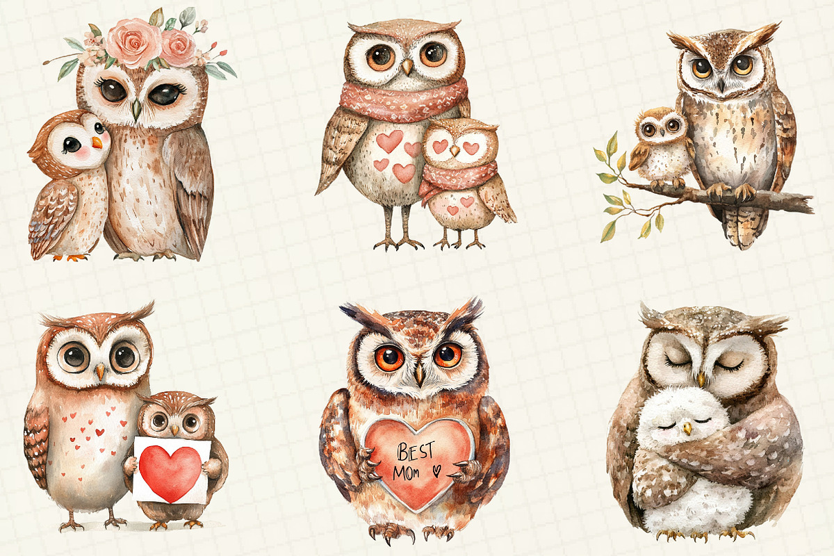 Mother's Day Owl Sublimation Clipart, an Illustration by OK Design (Photo 3 of 5)