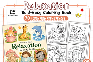 Relaxation Coloring Pages Bold &Easy, a Decorative Illustration by Coco Bloom