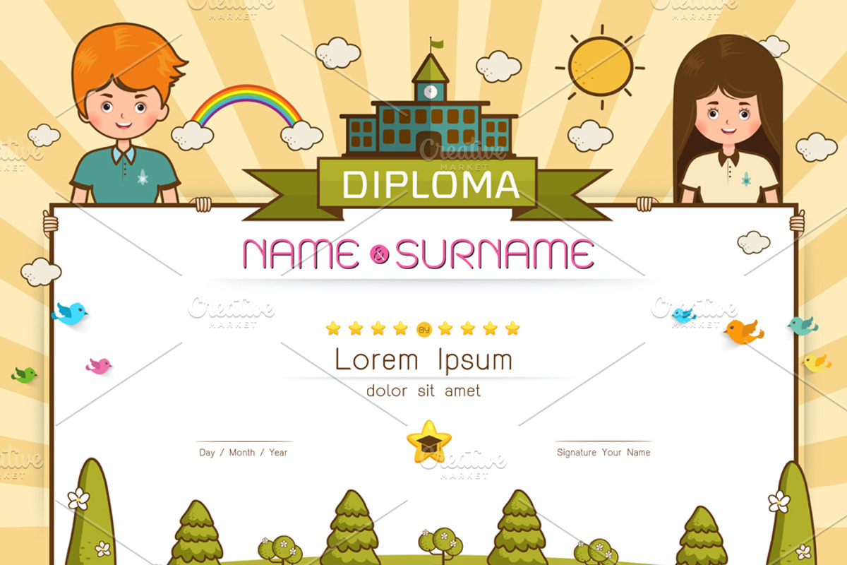 Certificate kids diploma, a Card Template by essense (Photo 2 of 2)