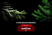 Christmas tree branches brushes, a Brush Add-On by Walllow Creatives (Thumbnail 1 of 3)