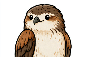 Cute booted eagle doodle illustration for children, an Animal Illustration by José Manuel Gelpi