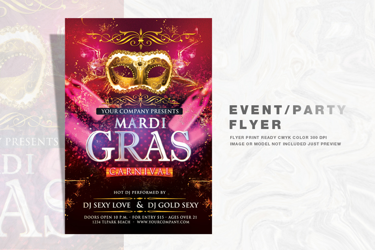 Mardi Gras Carnival Party Flyer, a Flyer Template by feydesign (Photo 1 of 2)