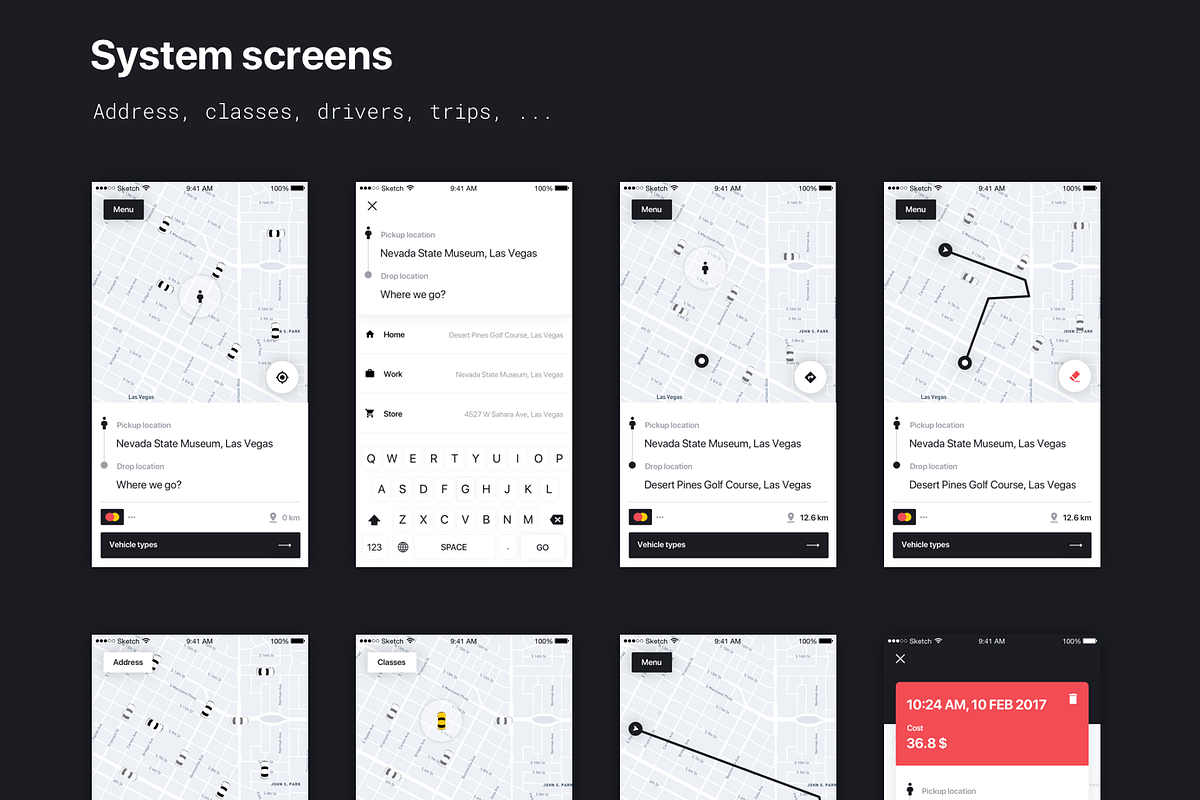 Mobile Taxi UI Kit, an UI Kit Template by OlgaSokolova (Photo 3 of 3)