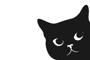 Peeking Black Cat Sticker, an Animal Illustration by PsychocheArt