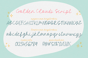 Golden Clouds Font Duo & Doodles