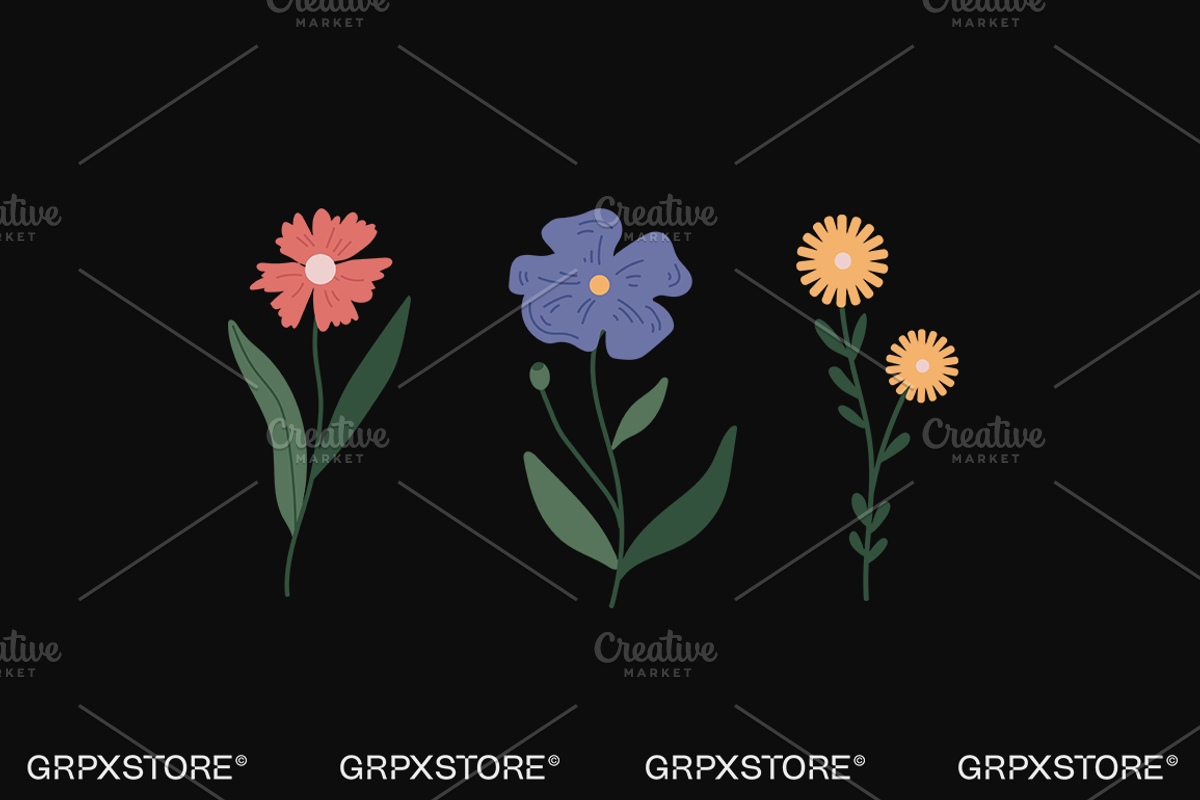27 Flower Vector Illustrations, a Decorative Illustration by GRPXSTORE (Photo 9 of 11)
