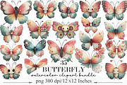 Whimsical Butterfly Clipart, an Illustration by Designking (Thumbnail 1 of 5)