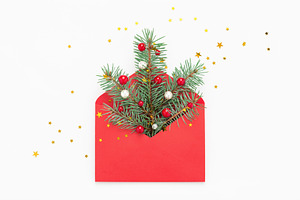 Christmas tree in red envelop