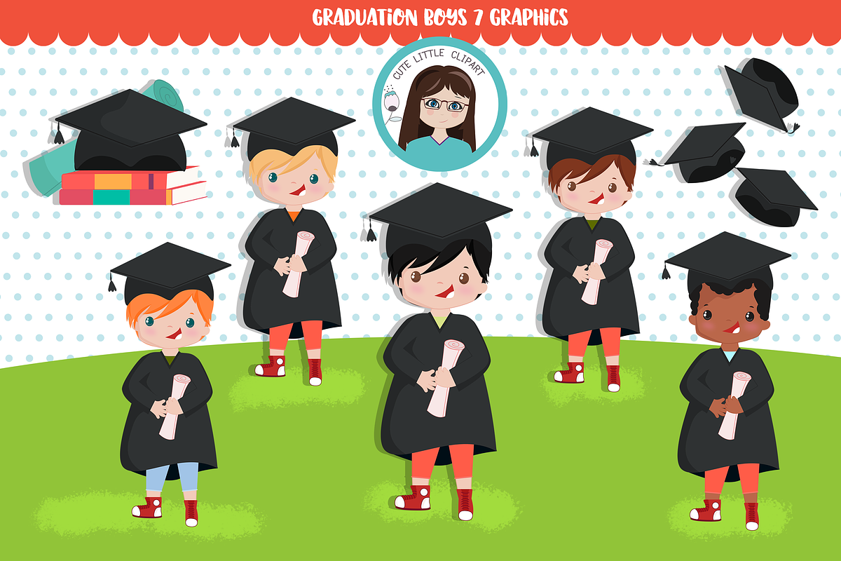 Graduation boys, an Education Illustration by Cute Little Workshop